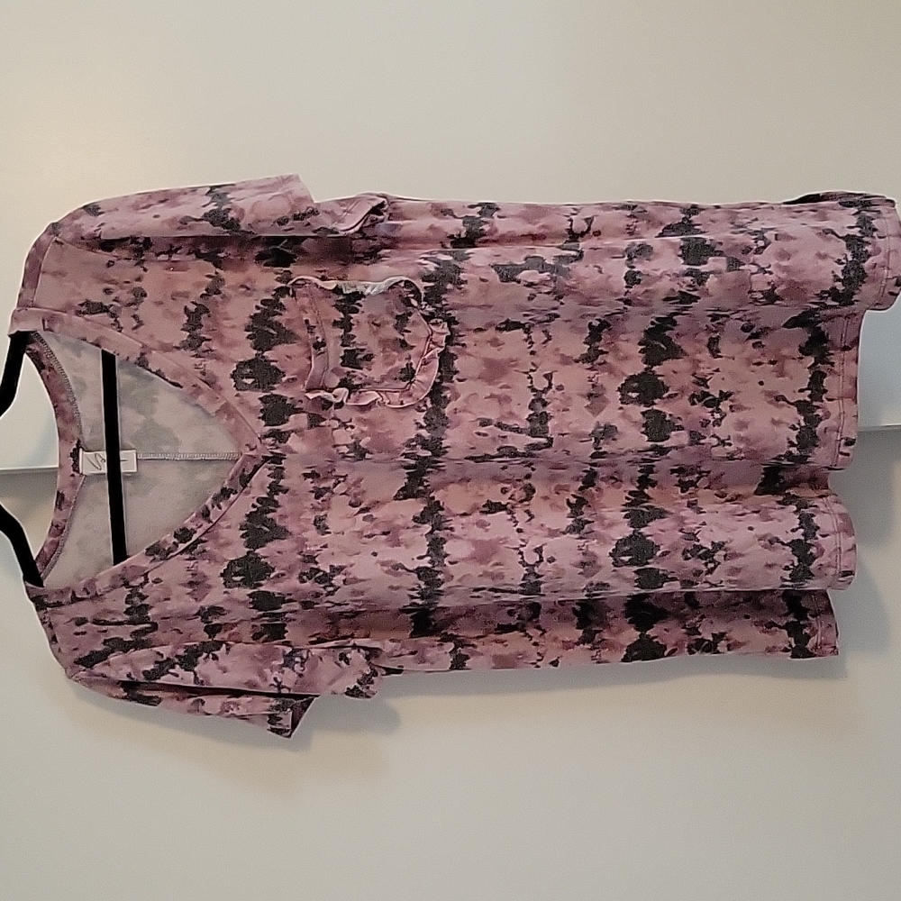 Sew In Love Pink and Black Tie-Dye Short Sleeve Tee